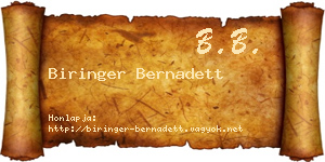 Biringer Bernadett névjegykártya
